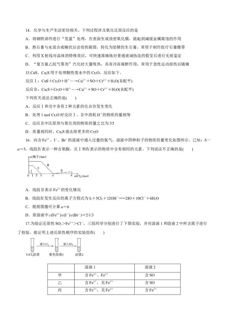 专题04氧化还原反应及其应用（练）原卷版-2023年高考化学二轮复习讲练测（新高考专用）_05高考化学_新高考复习资料_2023年新高考资料_二轮复习