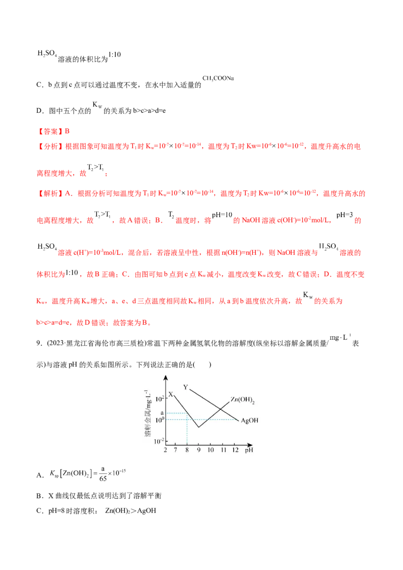 专题10水溶液中的离子反应与平衡（分层练）（解析版）_05高考化学_2024年新高考资料_2.2024二轮复习_高频考点2024年高考化学二轮复习高频考点追踪与预测（新高考专用）