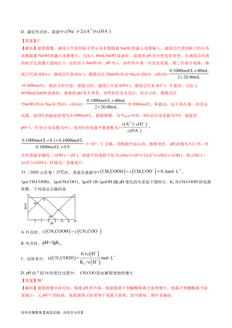 专题10水溶液中的离子反应与平衡-学易金卷：五年（2019-2023）高考化学真题分项汇编（全国通用）（解析版）_05高考化学_通用版（老高考）复习资料_2024年复习资料