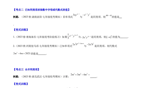 专题11整式的加减之九大考点(原卷版)_初中数学人教版_7上-初中数学人教版_7上-初中数学人教版（旧版）赠送_07专项讲练