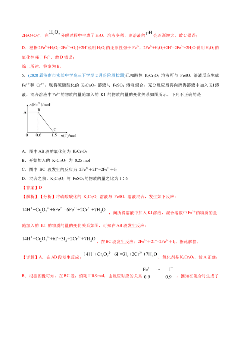 专题04氧化还原反应-2020年高考化学真题与模拟题分类训练（教师版含解析）_05高考化学_新高考复习资料_2022年新高考资料_2022年一轮复习各版本_1.高考化学2022年一轮复习通用版