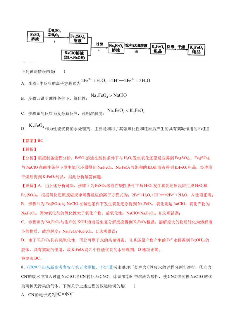 专题04氧化还原反应-2020年高考化学真题与模拟题分类训练（教师版含解析）_05高考化学_新高考复习资料_2022年新高考资料_2022年一轮复习各版本_1.高考化学2022年一轮复习通用版