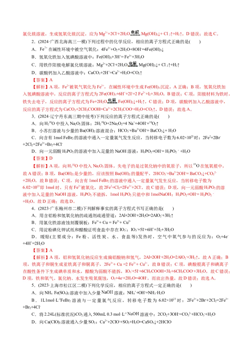 专题03离子反应(讲义)(解析版)_05高考化学_2024年新高考资料_2.2024二轮复习_2024年高考化学二轮复习讲练测（新教材新高考）