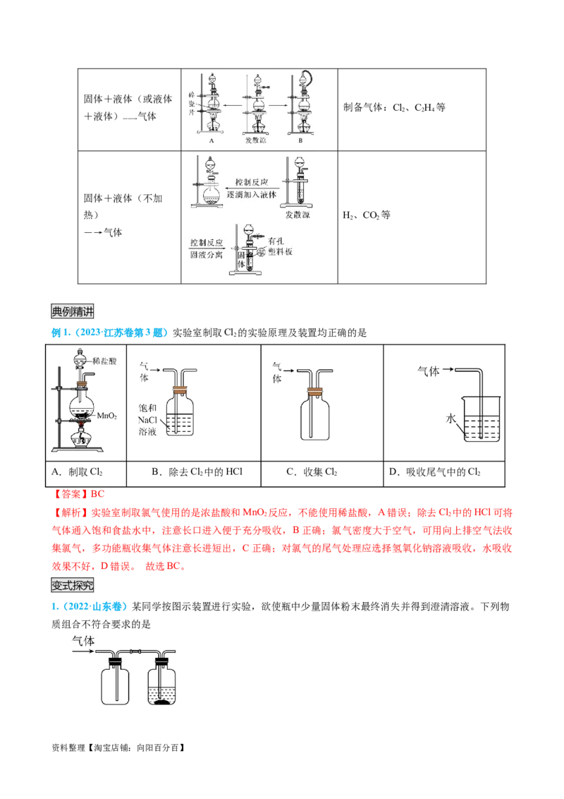 专题05气体的制备-实验攻略备战2024年高考化学实验常考知识点全突破（解析版）_05高考化学_新高考复习资料_2024年新高考资料_❤专项复习资料_教师版（含答案解析）