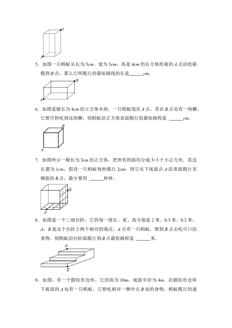 专题13勾股定理之蚂蚁行程模型综合应用（3大类型）（原卷版）_初中数学人教版_八年级数学下册_保存转存之后查看(1)_8下-初中数学人教版（2026春新版持续更新）_旧版-可参考_06习题试卷
