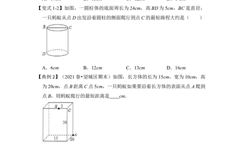 专题13勾股定理之蚂蚁行程模型综合应用（3大类型）（原卷版）_初中数学人教版_八年级数学下册_保存转存之后查看(1)_8下-初中数学人教版（2026春新版持续更新）_旧版-可参考_06习题试卷