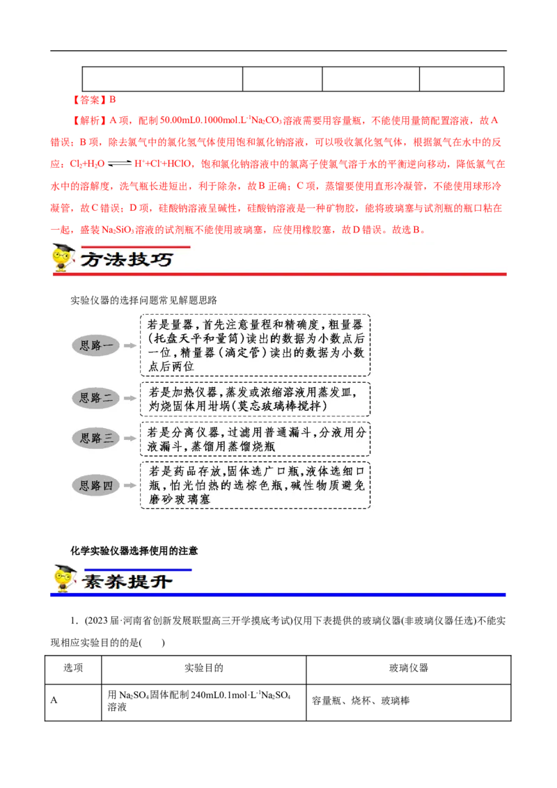专项51化学实验仪器的选择（原卷版）_05高考化学_新高考复习资料_2023年新高考资料_专项复习_2023年高考化学热点专项导航与精练（新高考专用）