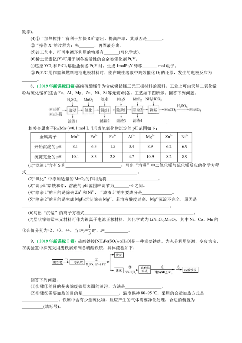 专题10化学工艺流程(题型突破)(讲义)(原卷版)_05高考化学_2024年新高考资料_2.2024二轮复习_2024年高考化学二轮复习讲练测（新教材新高考）