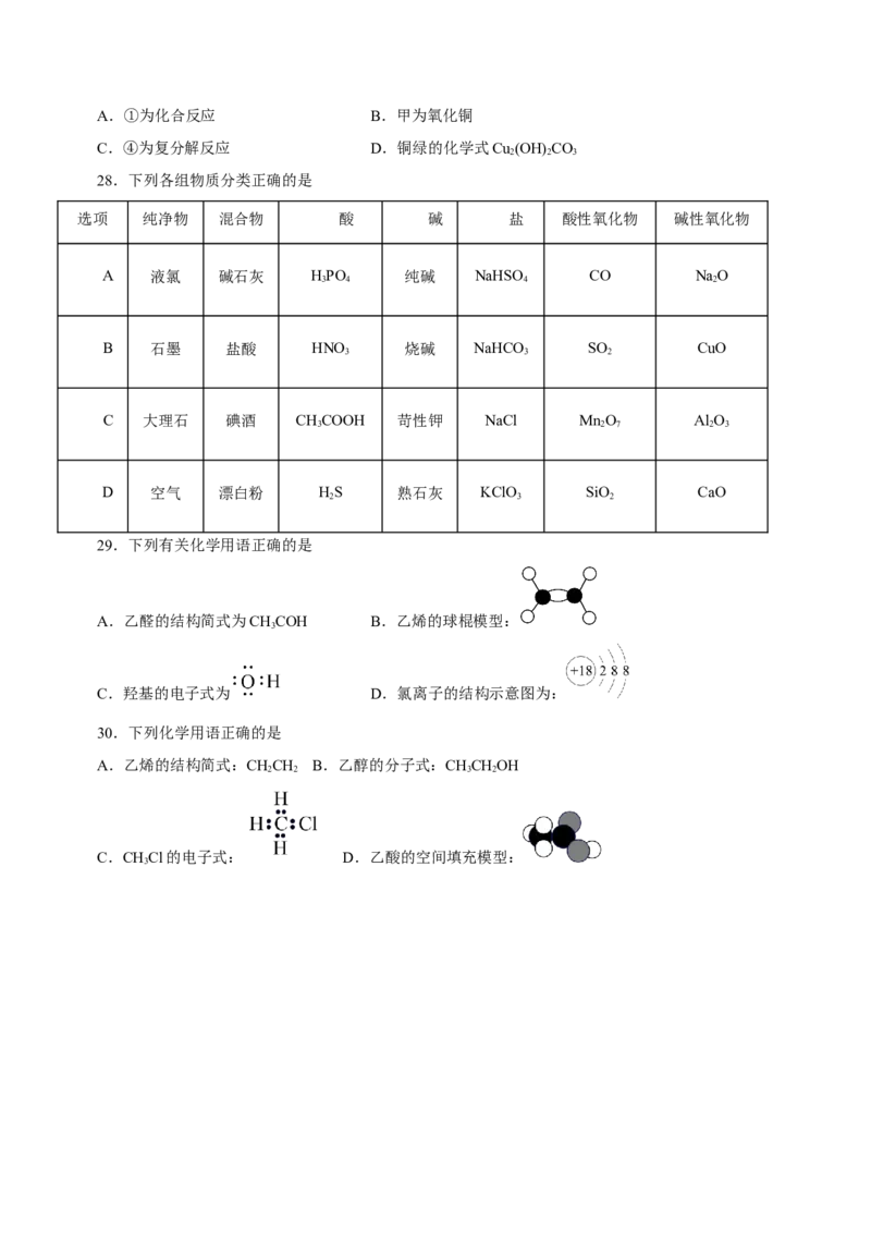 专题01STSE物质的分类、性质与变化（测）原卷版_05高考化学_新高考复习资料_2023年新高考资料_二轮复习_2023年高考化学二轮复习讲练测（新高考专用）287487451