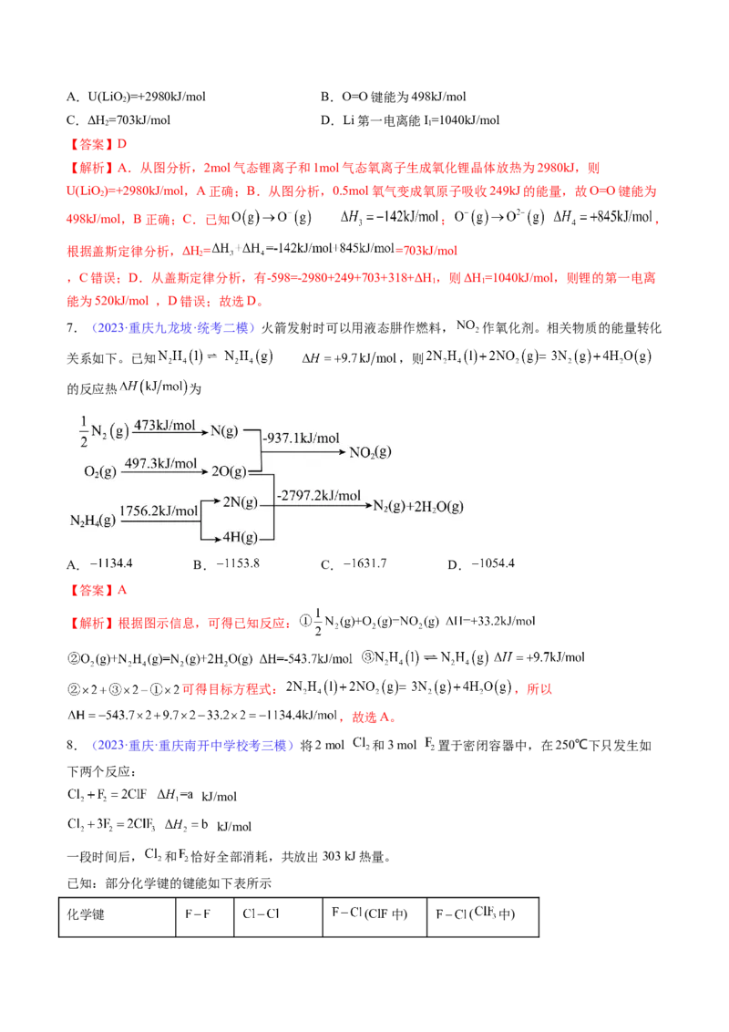 专题23化学反应的热效应-2024年高考化学一轮复习基础考点必刷好题（新教材新高考）（解析版）_05高考化学_2024年新高考资料_1.2024一轮复习