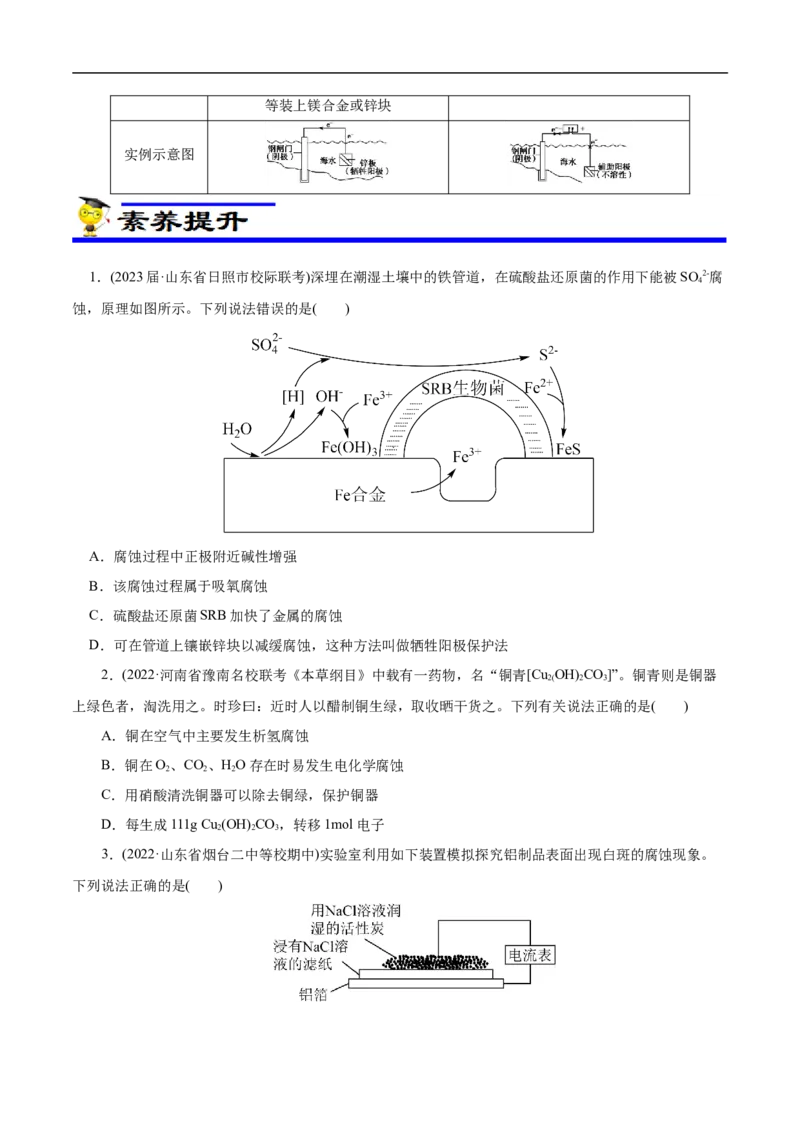 专项24金属的腐蚀与防护（原卷版）_05高考化学_新高考复习资料_2023年新高考资料_专项复习_2023年高考化学热点专项导航与精练（新高考专用）