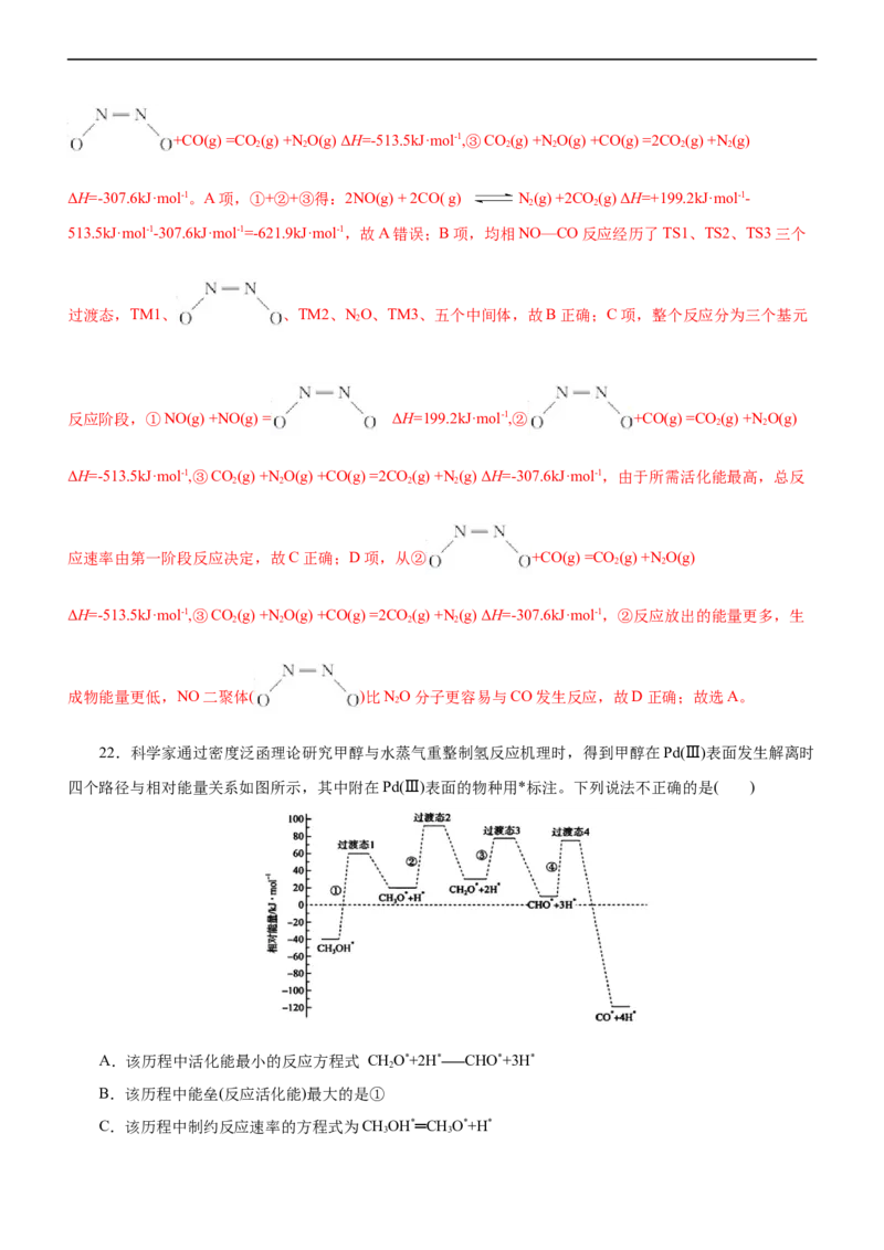 专题10化学反应机理与历程（练）（解析版）_05高考化学_通用版（老高考）复习资料_2023年复习资料_二轮复习_2023年高考化学二轮复习讲练测（全国通用）