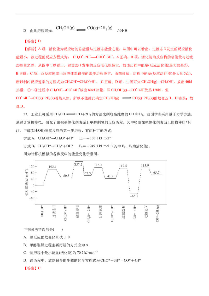 专题10化学反应机理与历程（练）（解析版）_05高考化学_通用版（老高考）复习资料_2023年复习资料_二轮复习_2023年高考化学二轮复习讲练测（全国通用）