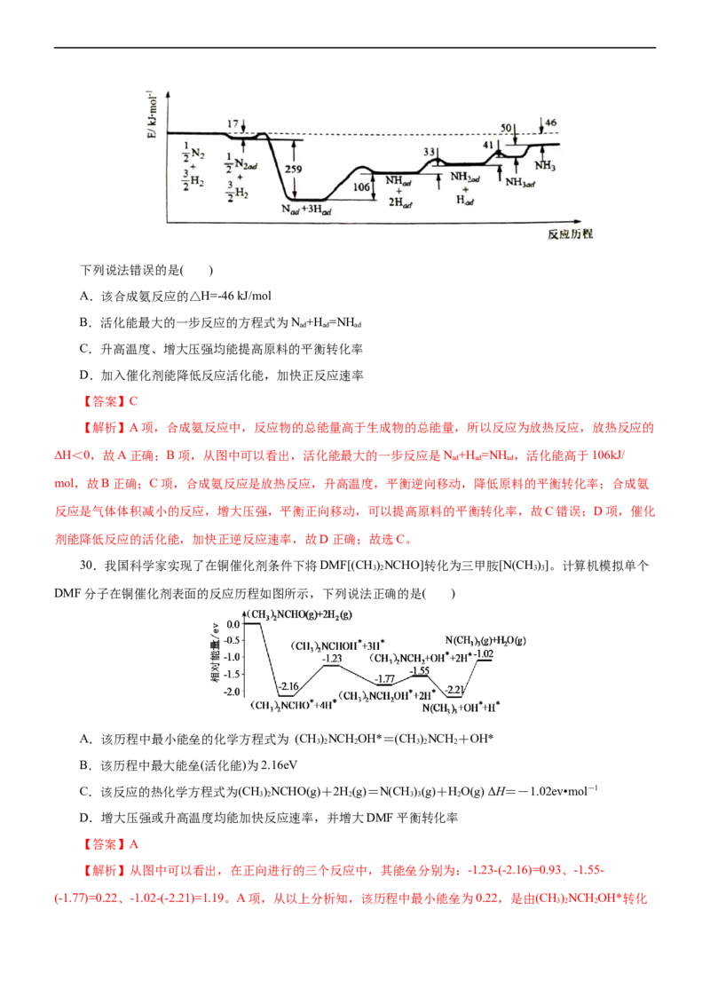 专题10化学反应机理与历程（练）（解析版）_05高考化学_通用版（老高考）复习资料_2023年复习资料_二轮复习_2023年高考化学二轮复习讲练测（全国通用）