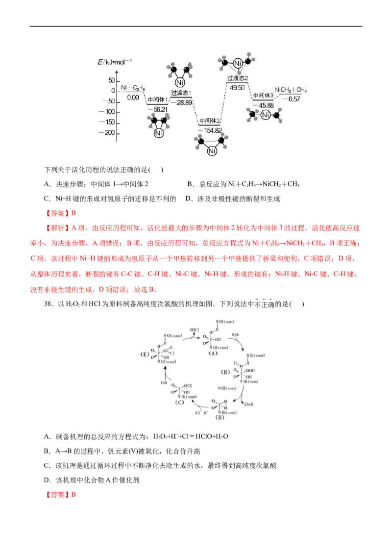 专题10化学反应机理与历程（练）（解析版）_05高考化学_通用版（老高考）复习资料_2023年复习资料_二轮复习_2023年高考化学二轮复习讲练测（全国通用）