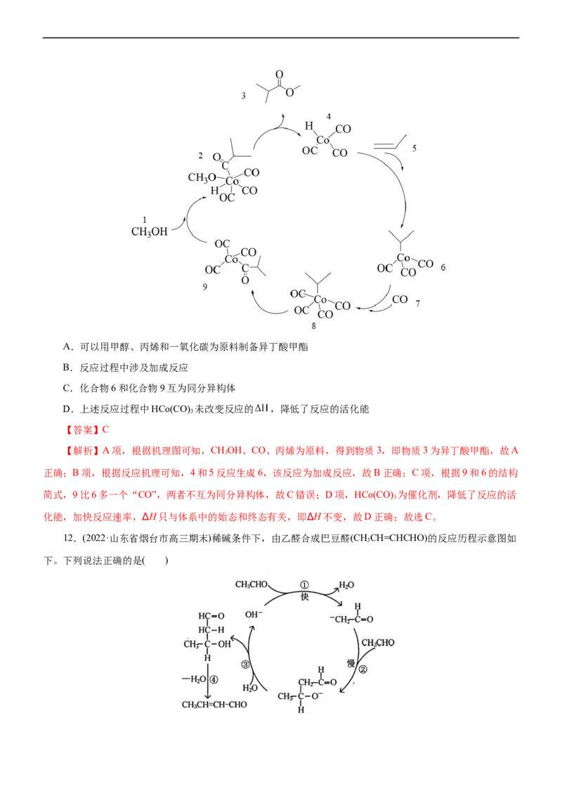 专题10化学反应机理与历程（练）（解析版）_05高考化学_通用版（老高考）复习资料_2023年复习资料_二轮复习_2023年高考化学二轮复习讲练测（全国通用）
