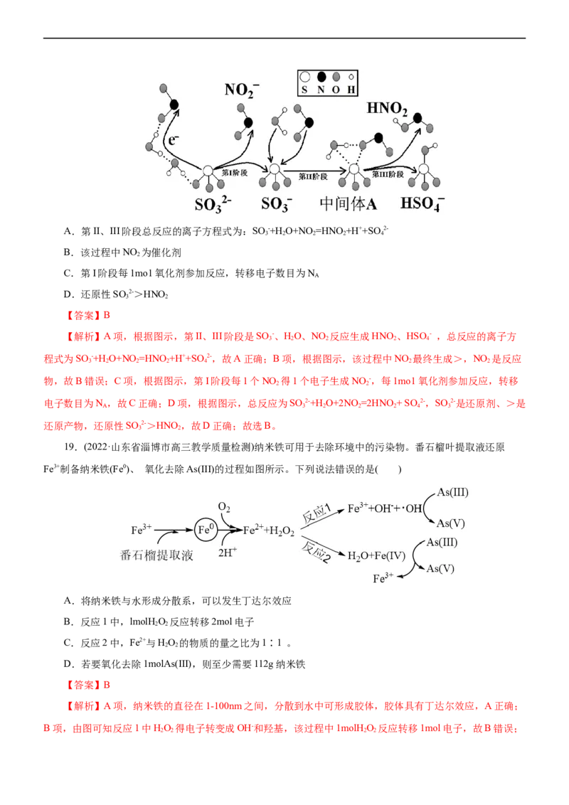 专题10化学反应机理与历程（练）（解析版）_05高考化学_通用版（老高考）复习资料_2023年复习资料_二轮复习_2023年高考化学二轮复习讲练测（全国通用）