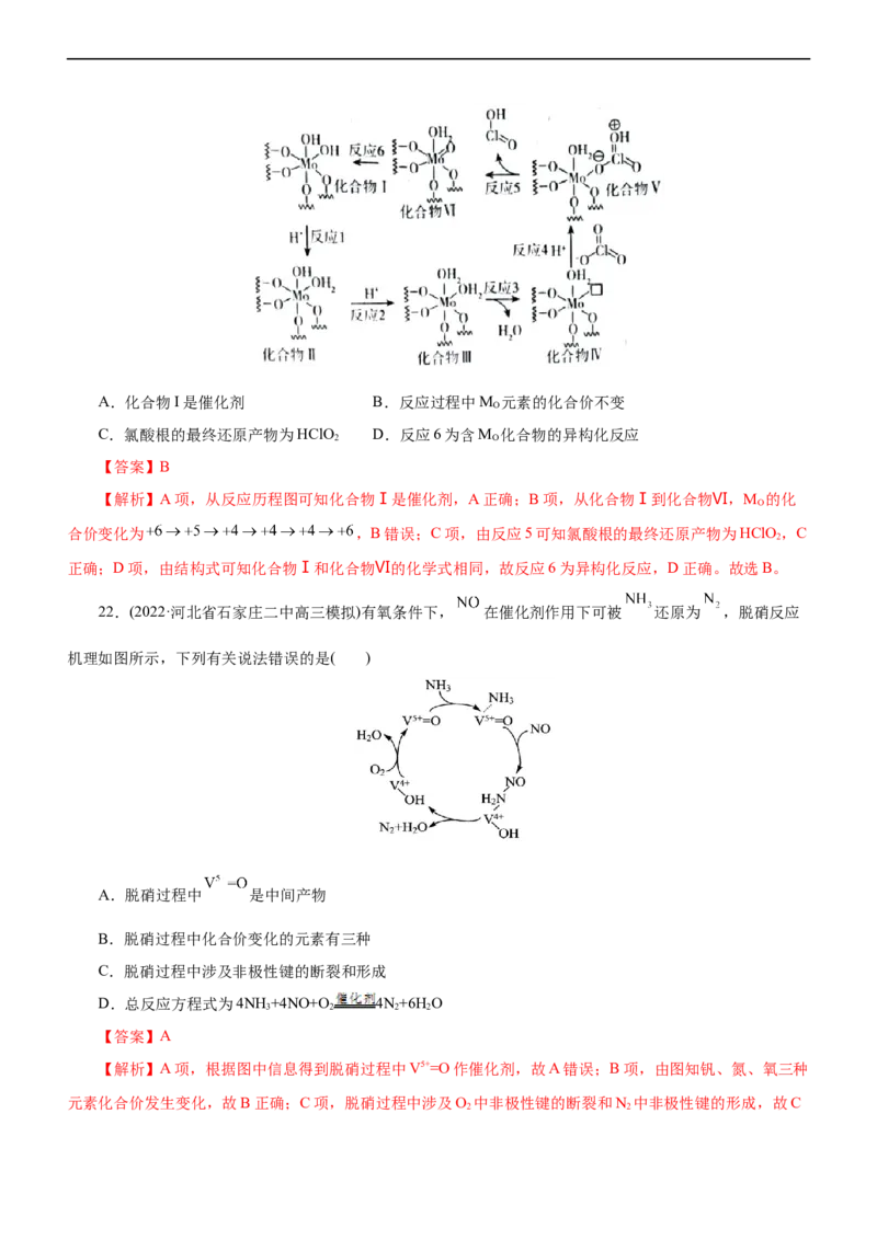 专题10化学反应机理与历程（练）（解析版）_05高考化学_通用版（老高考）复习资料_2023年复习资料_二轮复习_2023年高考化学二轮复习讲练测（全国通用）