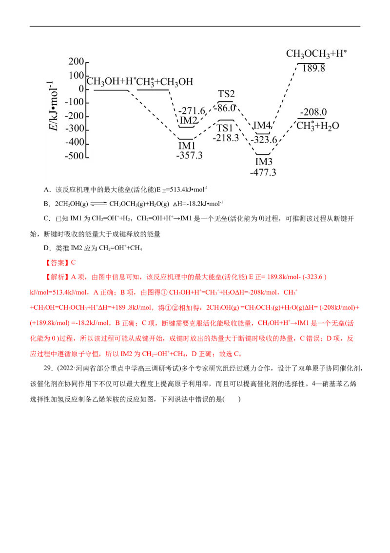 专题10化学反应机理与历程（练）（解析版）_05高考化学_通用版（老高考）复习资料_2023年复习资料_二轮复习_2023年高考化学二轮复习讲练测（全国通用）