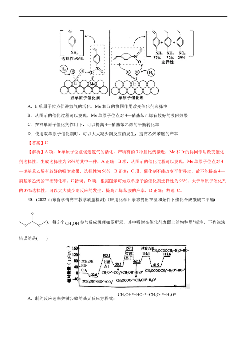 专题10化学反应机理与历程（练）（解析版）_05高考化学_通用版（老高考）复习资料_2023年复习资料_二轮复习_2023年高考化学二轮复习讲练测（全国通用）
