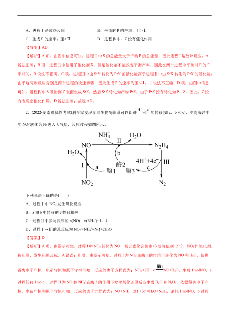 专题10化学反应机理与历程（练）（解析版）_05高考化学_通用版（老高考）复习资料_2023年复习资料_二轮复习_2023年高考化学二轮复习讲练测（全国通用）