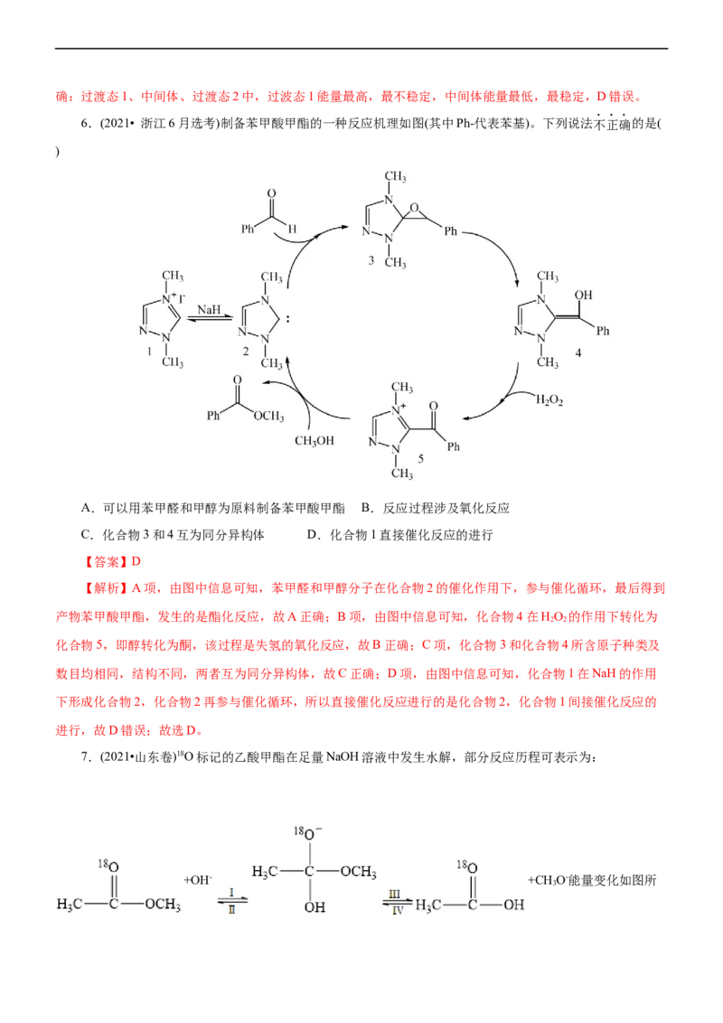 专题10化学反应机理与历程（练）（解析版）_05高考化学_通用版（老高考）复习资料_2023年复习资料_二轮复习_2023年高考化学二轮复习讲练测（全国通用）