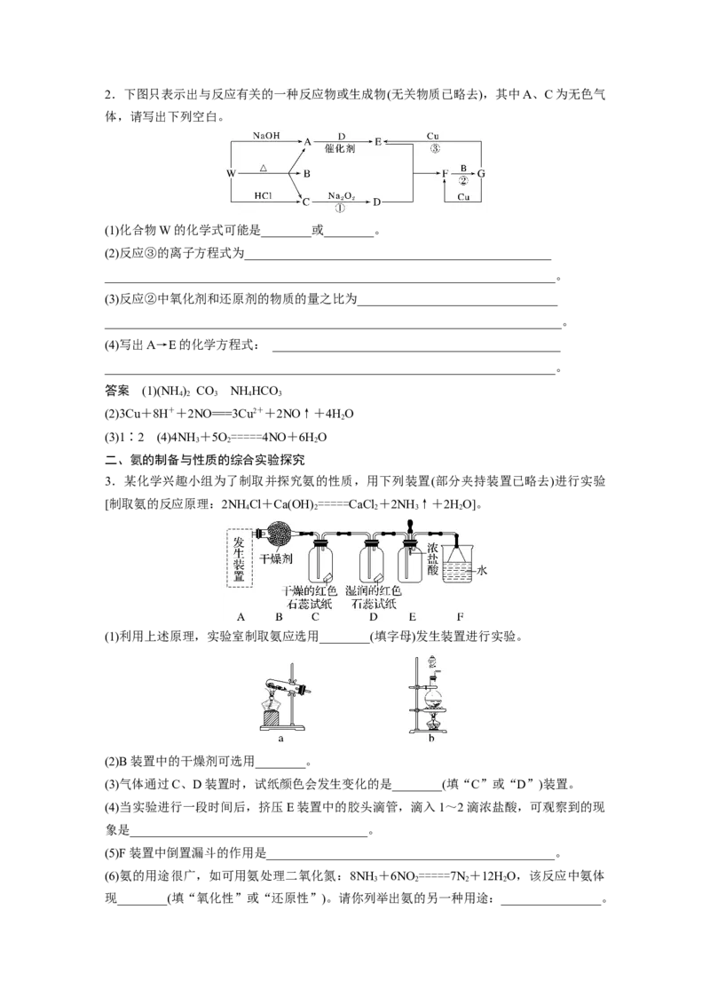 2024年高考化学一轮复习（新高考版）第5章第26讲　氨和铵盐_05高考化学_2024年新高考资料_1.2024一轮复习_2024年高考化学一轮复习讲义（新人教新高考版）