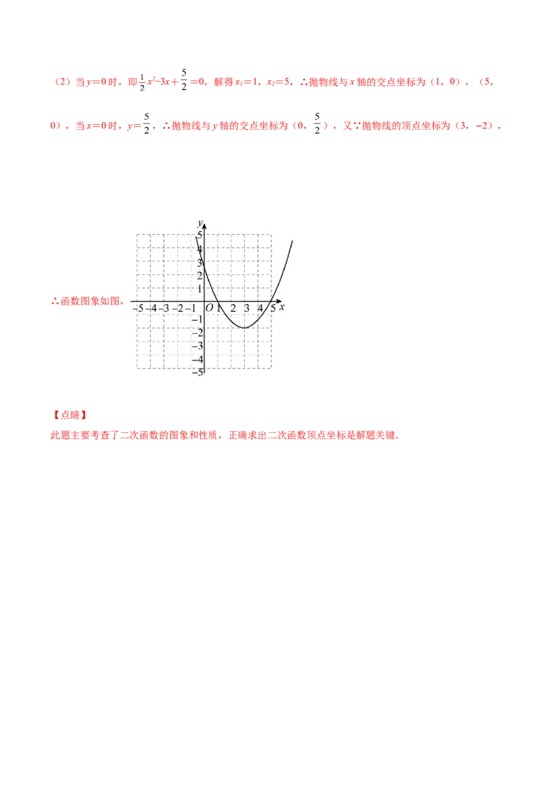 专题05二次函数的概念、图像和性质（课后小练）-解析版_初中数学人教版_9上-初中数学人教版_07专项讲练_一题三变系列九年级数学上册重要考点题型精讲精练(人教版)