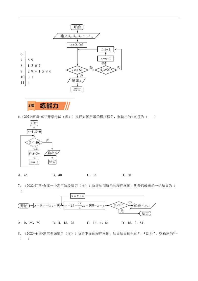 考点11-1算法初步(文理）-2023年高考数学一轮复习小题多维练（全国通用）（原卷版）_2.2025数学总复习_赠品通用版（老高考）复习资料_一轮复习