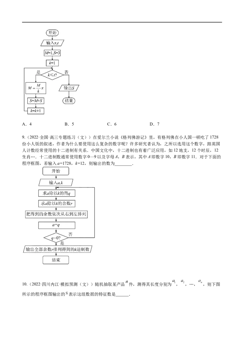 考点11-1算法初步(文理）-2023年高考数学一轮复习小题多维练（全国通用）（原卷版）_2.2025数学总复习_赠品通用版（老高考）复习资料_一轮复习
