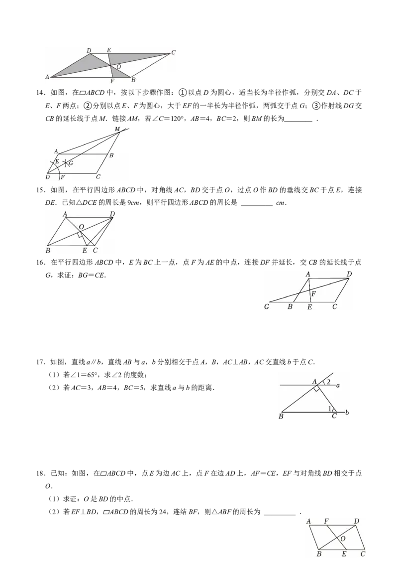 专题21.2平行四边形的性质（高效培优讲义）（试题版）_初中数学人教版_八年级数学下册_保存转存之后查看(1)_2026春季新版-持续更新中_第二套-知_08讲义练习