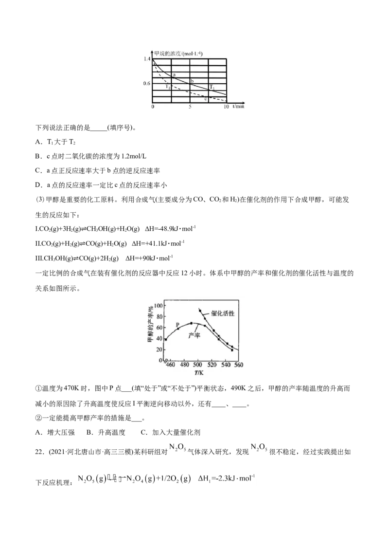 专题14化学反应原理综合-2021年高考化学真题与模拟题分类训练（学生版）_05高考化学_新高考复习资料_2023年新高考资料_一轮复习_2023年新高考大一轮复习讲义