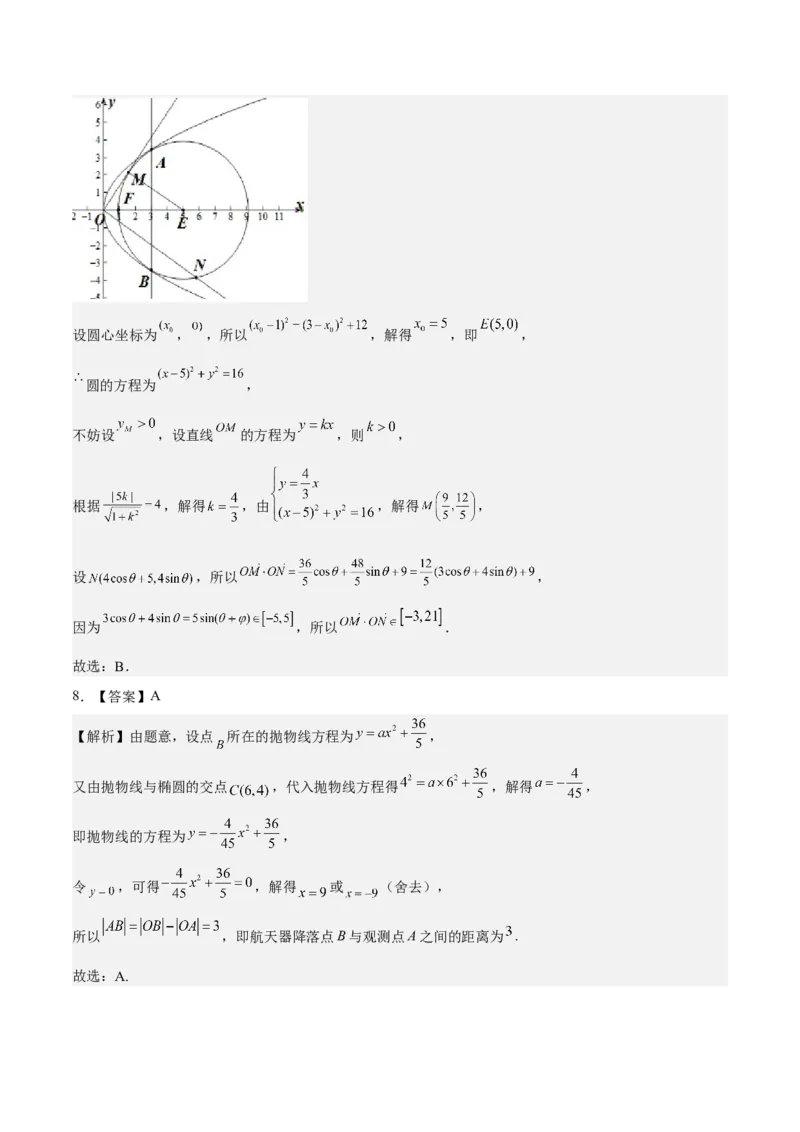 考向34抛物线（重点）-备战2023年高考数学一轮复习考点微专题（全国通用）（学生版）_2.2025数学总复习_赠品通用版（老高考）复习资料_一轮复习