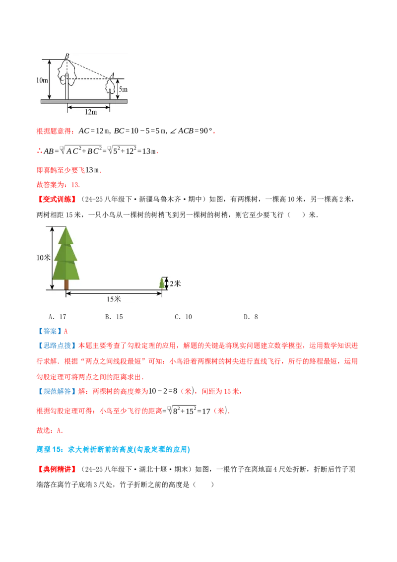 专题20.3勾股定理（章节复习）（知识荟萃+24个题型讲练+中考真题演练+难度分层练共63题）解析版_初中数学人教版_八年级数学下册_保存转存之后查看(1)_2026春季新版-持续更新中_第二套-知