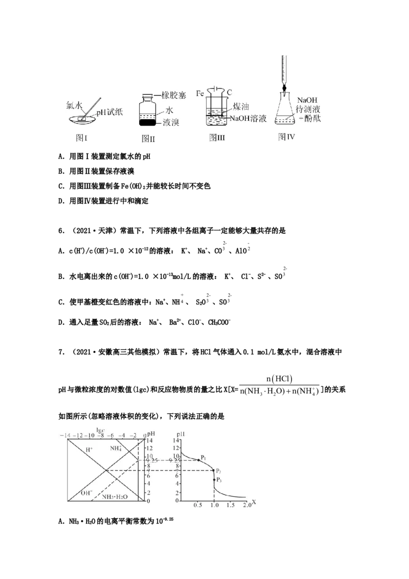 专题11水的电离和溶液的酸碱性（学生版）2021年高考化学真题和模拟题分类汇编（38题）_05高考化学_新高考复习资料_2023年新高考资料_一轮复习_2023年新高考大一轮复习讲义