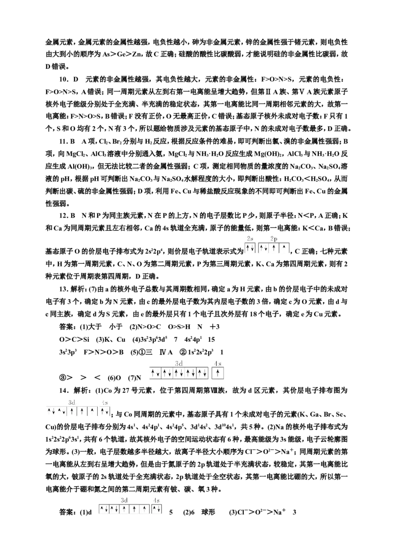 2025年高考复习化学课时检测三十四：元素周期表、元素周期律的基本知能评价（含解析）_05高考化学_2025年新高考资料_专项练习_2025年高考复习化学课时检测（含解析）（完结）