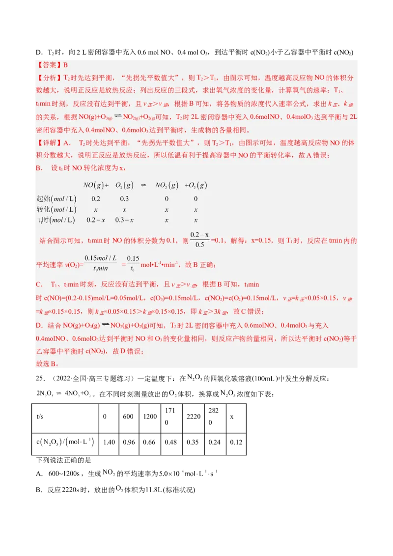 专项08化学反应速率与化学平衡-2023届高考化学二轮复习知识清单与专项练习（新高考专用）（解析版）_05高考化学_新高考复习资料_2023年新高考资料_二轮复习_选择题