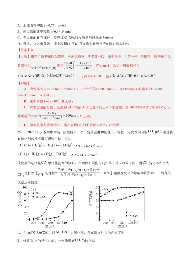 专项08化学反应速率与化学平衡-2023届高考化学二轮复习知识清单与专项练习（新高考专用）（解析版）_05高考化学_新高考复习资料_2023年新高考资料_二轮复习_选择题