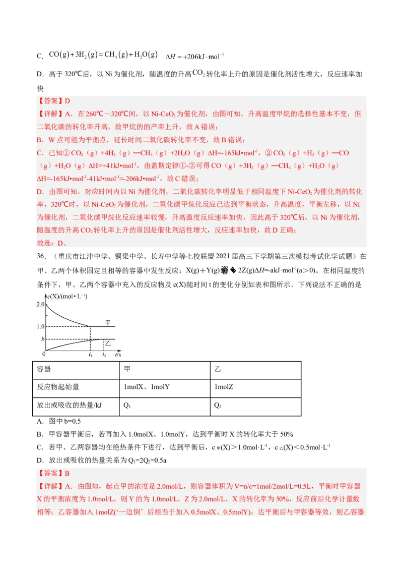 专项08化学反应速率与化学平衡-2023届高考化学二轮复习知识清单与专项练习（新高考专用）（解析版）_05高考化学_新高考复习资料_2023年新高考资料_二轮复习_选择题