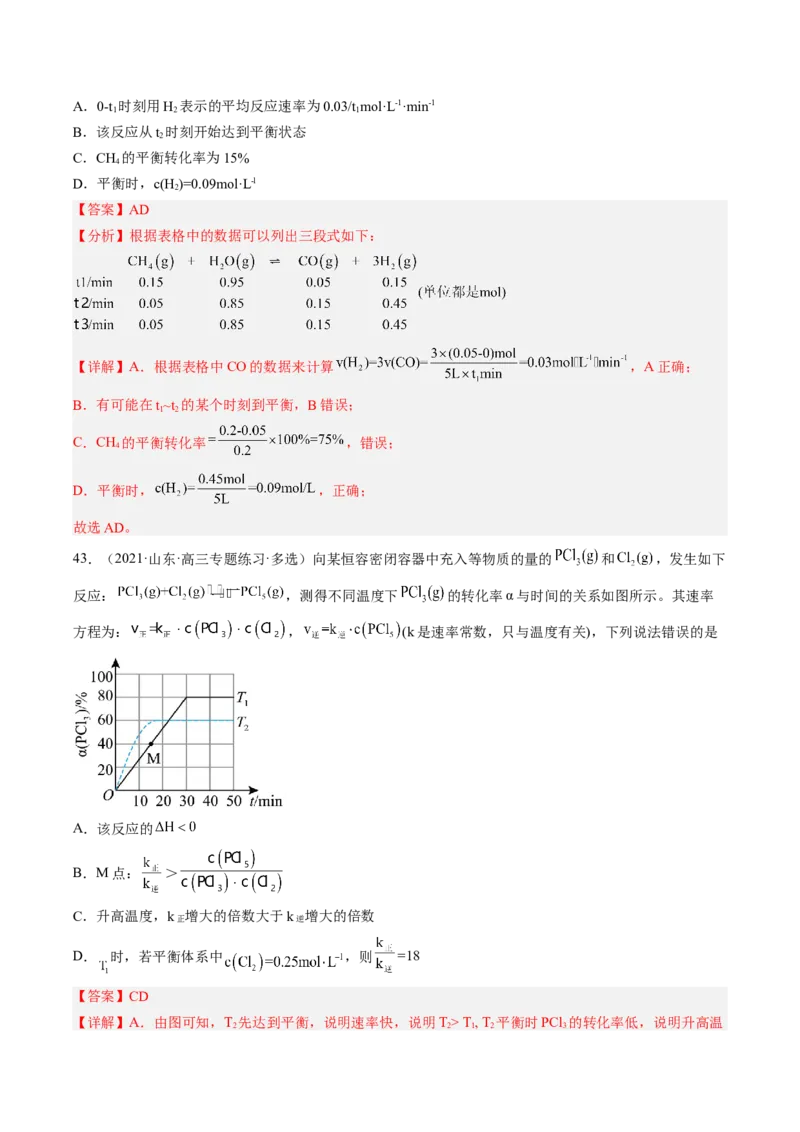 专项08化学反应速率与化学平衡-2023届高考化学二轮复习知识清单与专项练习（新高考专用）（解析版）_05高考化学_新高考复习资料_2023年新高考资料_二轮复习_选择题