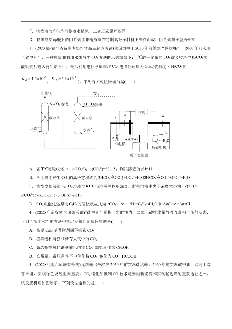 专项12碳达峰与碳中和（原卷版）_05高考化学_新高考复习资料_2023年新高考资料_专项复习_2023年高考化学热点专项导航与精练（新高考专用）