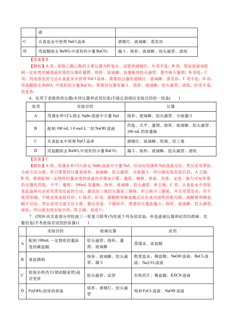专题15化学实验基础(讲义)(解析版)_05高考化学_2024年新高考资料_2.2024二轮复习_2024年高考化学二轮复习讲练测（新教材新高考）