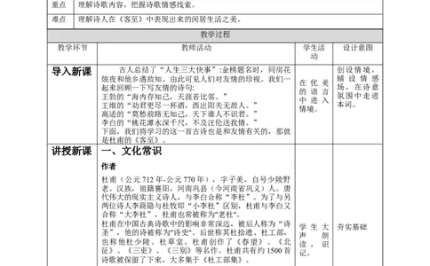 高中语文选择性必修下《客至》教学设计_高语_高中语文_必修上册_高中语文全套资料说课稿_4、新版本-高中语文部编版教案（绿地工作室2024年）_05选择性必修下册教案