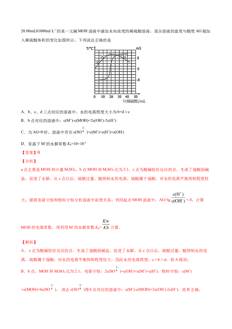 专题10水溶液中的离子平衡-2021年高考真题和模拟题化学分项汇编（解析版）_05高考化学_新高考复习资料_2022年新高考资料_2021年高考真题和模拟题化学分项汇编（全国通用）