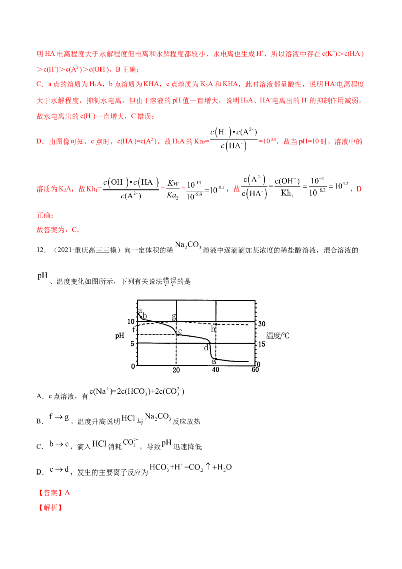 专题10水溶液中的离子平衡-2021年高考真题和模拟题化学分项汇编（解析版）_05高考化学_新高考复习资料_2022年新高考资料_2021年高考真题和模拟题化学分项汇编（全国通用）