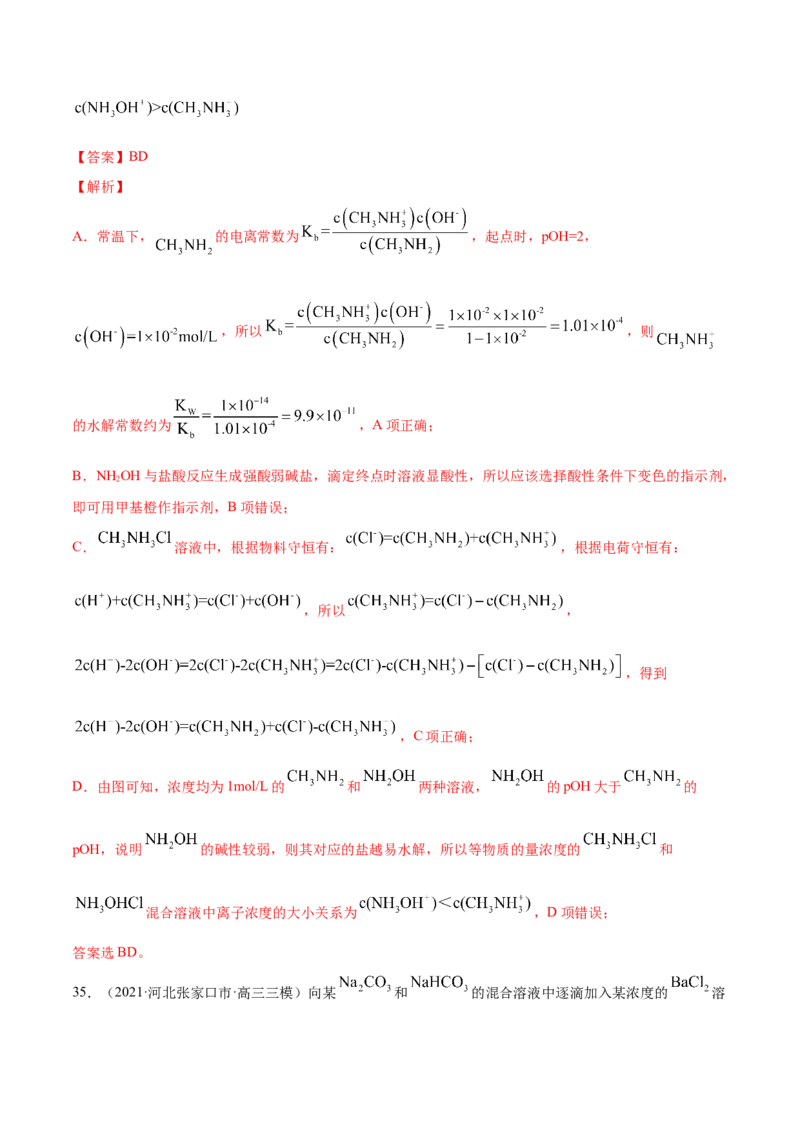 专题10水溶液中的离子平衡-2021年高考真题和模拟题化学分项汇编（解析版）_05高考化学_新高考复习资料_2022年新高考资料_2021年高考真题和模拟题化学分项汇编（全国通用）