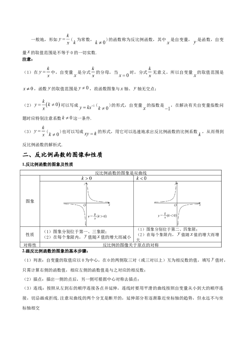 专题26.1反比例函数（十大考点）（解析版）_初中数学人教版_9下-初中数学人教版_07专项讲练_2023-2024学年九年级数学下册考点剖析及精准练习（人教版）