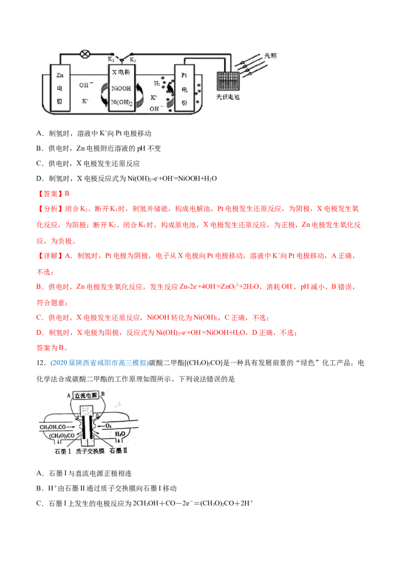 专题08电化学及其应用-2020年高考化学真题与模拟题分类训练（教师版含解析）_05高考化学_新高考复习资料_2022年新高考资料_2022年一轮复习各版本_1.高考化学2022年一轮复习通用版