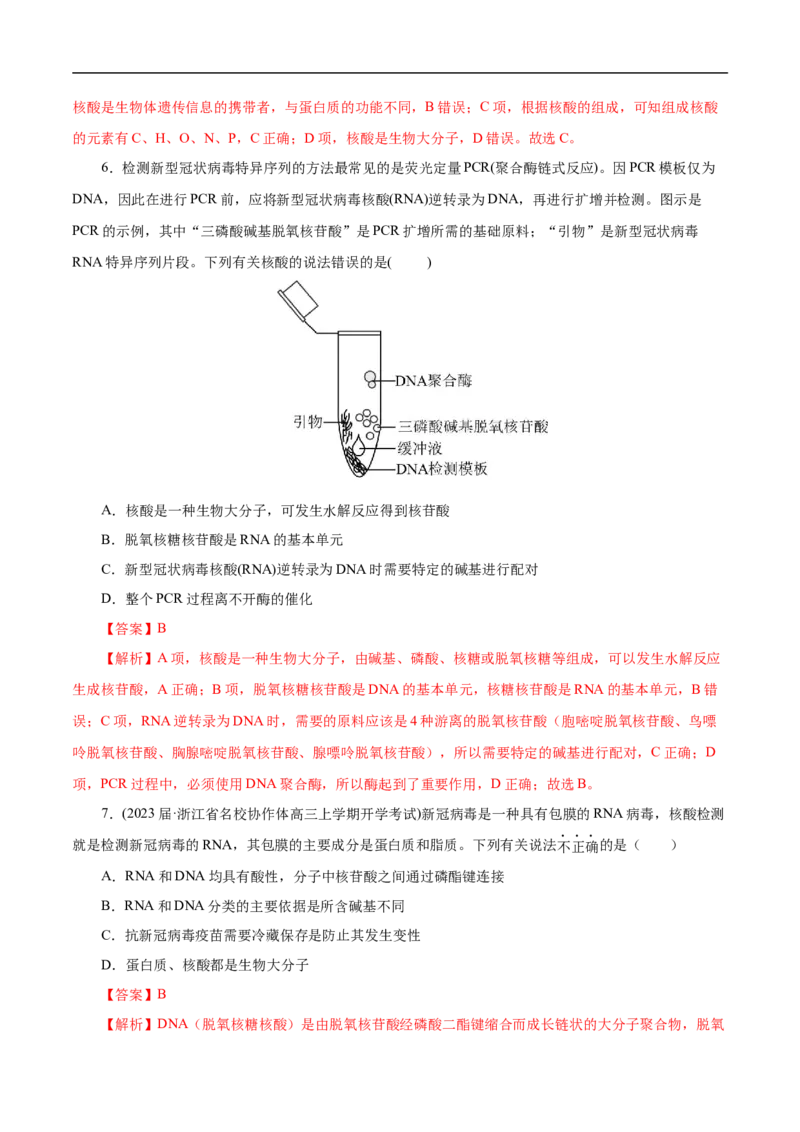 专项47核酸与防疫（解析版）_05高考化学_新高考复习资料_2023年新高考资料_专项复习_2023年高考化学热点专项导航与精练（新高考专用）