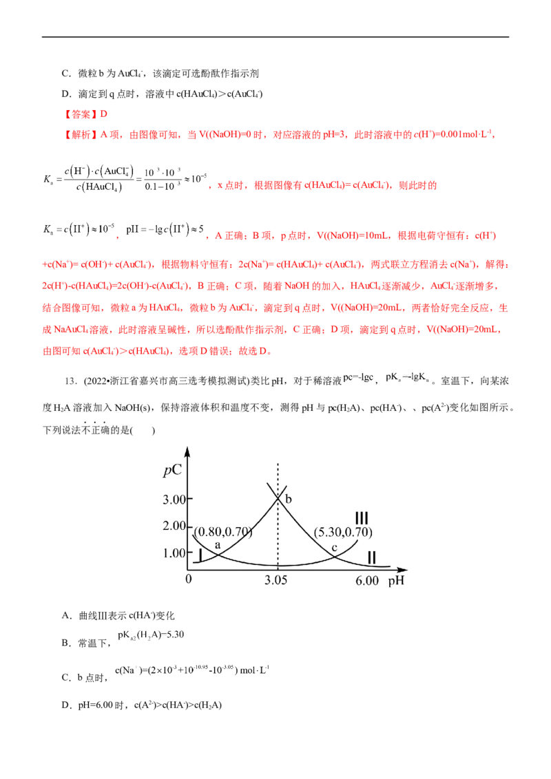 专题11水溶液中离子反应（练）（解析版）_05高考化学_通用版（老高考）复习资料_2023年复习资料_二轮复习_2023年高考化学二轮复习讲练测（全国通用）